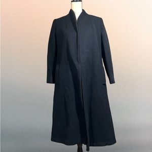 VINTAGE NEIMAN MARCUS Fleurette of Cali Long Black Wool Cashmere Trench Coat